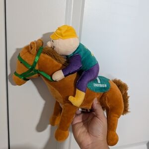 Brown and Green Stuffed Moose Toy with Antlers